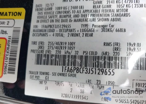 2018 Ford Mustang Gt Premium из США, поврежденный, VIN 1FA6P8CF3J5129655